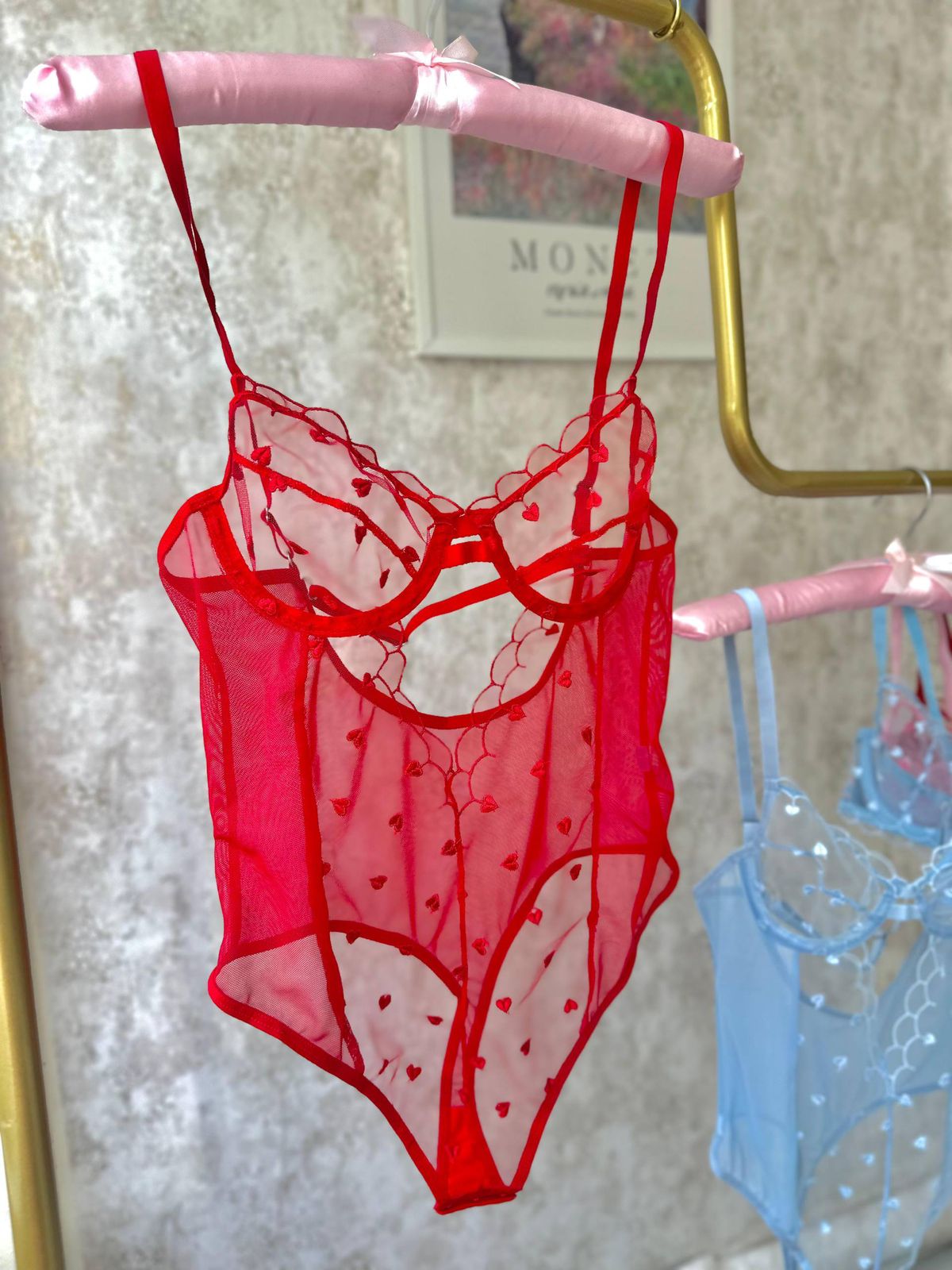 Sweetheart Mesh Teddy- RED